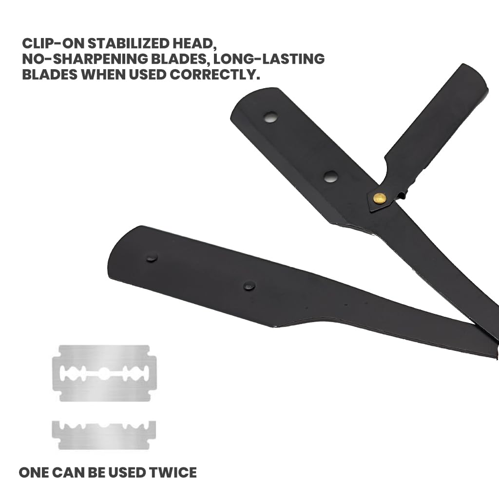 MAYCREATE Barber Straight Razor for Men with Folding Wooden Handle and Stainless Steel Blade | Precision Shaving and Beard Shaping Tool