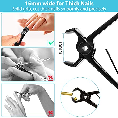 MAYCREATE® Nail Cutter for Men Toe Nail Cutter for Thick Nails Cutting Clipper Trimmer Women Wide-Opening Sharp Jaws Stainless Steel Large Clippers Set with File X2