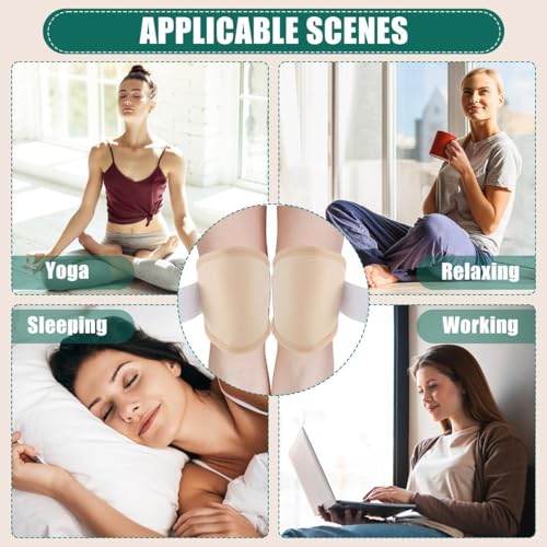 MAYCREATE® 4PCS Castor Oil Pack Wrap for Knee with Adjustable Elastic Strap Reusable Breathable Cotton Compress Pads for Calf Knees Arm Leg