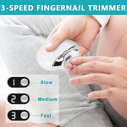 MAYCREATE® Electric Nail Clipper with Uv Light USB Rechargeable 3 Speeds Anti-Splash Trimmer Dust Bin for Baby 1 Count 2PCS