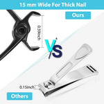 MAYCREATE Nail Cutter for Thick Nails with 180 Degree Wide Jaw and Ergonomic Handle | 3 PCS Stainless Steel Set for Men and Women