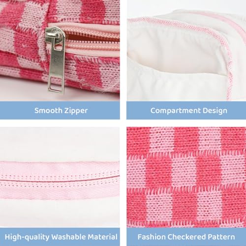 MAYCREATE® 4PCS Sanitary Pad Pouch 5.5in Small Makeup Checked Print Coin Purse Zipper Napkin Pads Bag Feminine Period Supplies Storage Travel Teen Girls Women