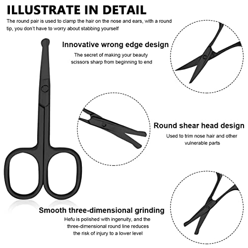 MAYCREATE® Nose Scissors Beard For Men Mustache Eyebrow Trimmer Stainless Steel Set with Storage Box X 2