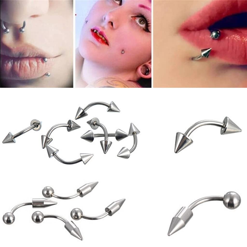 MAYCREATE Piercing Jewelry Set for Lip Tongue Eyebrow Nose Belly | 170pcs Stainless Steel
