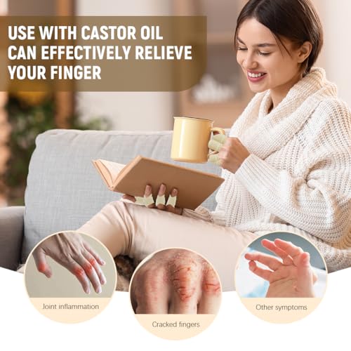 MAYCREATE® Castor Oil Finger Wraps Hook and Loop Adjustable Finger Splint Joint Sleeves for Pain Relief Arthritis Breathable Lycra Fabric Castor Oil Wraps Pack of 10