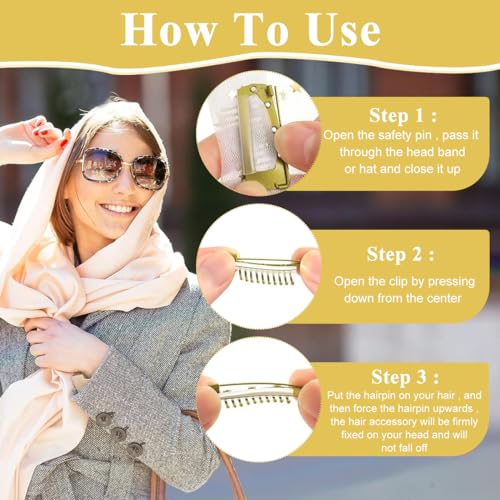 MAYCREATE® 30PCS Chunni Clips Dupatta Pins for Bride Gold Wig Clip with Safety Pins Strong Grip Invisible for Hair Extensions Stainless Steel Fixing Shawl