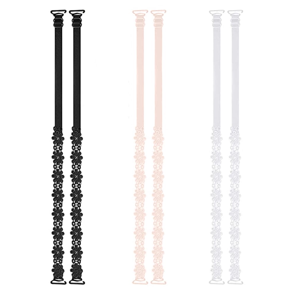 MAYCREATE® Bra Straps for Women Fancy Non-Slip Lace Flower Adjustable Bra Straps for Women And Girls Removable Shoulder Bra Straps for Dresses, Tops - 3 Pairs