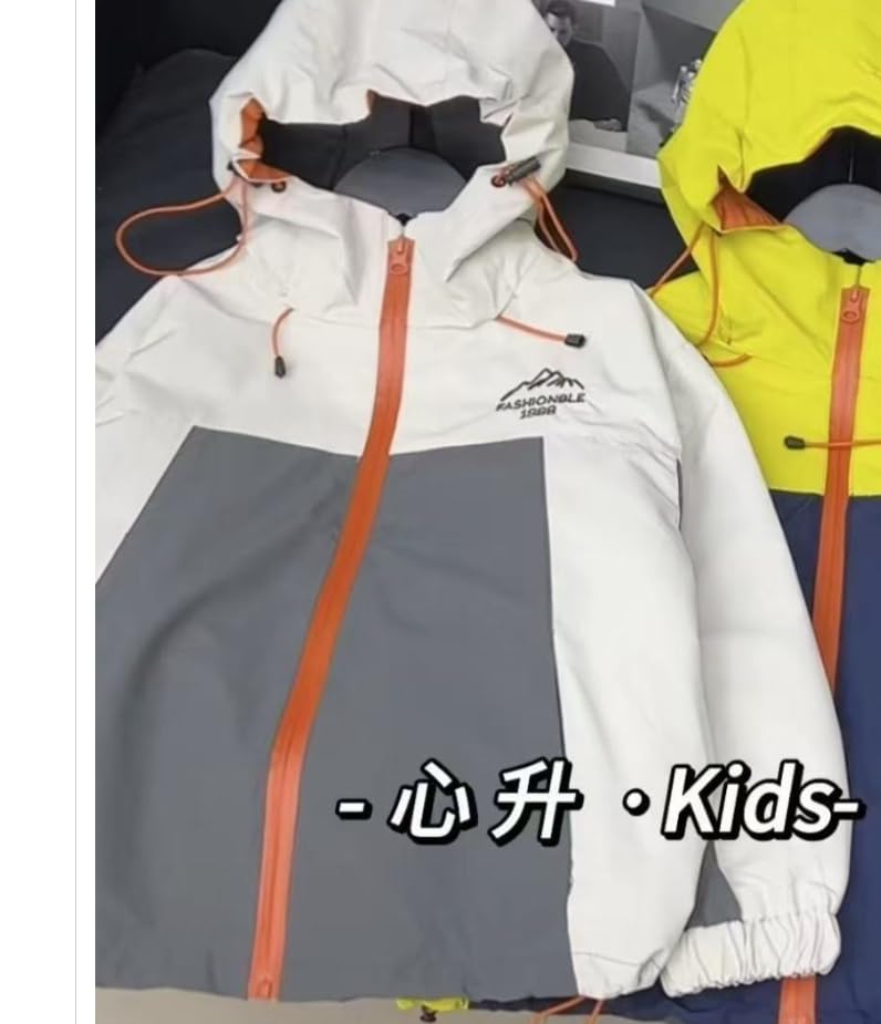 Venzina® Children's Jackets, Lightweight Waterproof Hooded Raincoat, Windbreaker, and Shell. Kid's Sizes 6-10Years-Grey-8Years-9Years