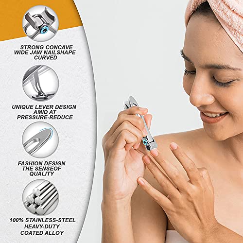 MAYCREATE® Ingrown Toenail Clippers for Thick Toenails Wide Jaw Opening Nail Curved and Slant Straight Blade Edge 12PCS Stainless Steel Toe Clipper Men
