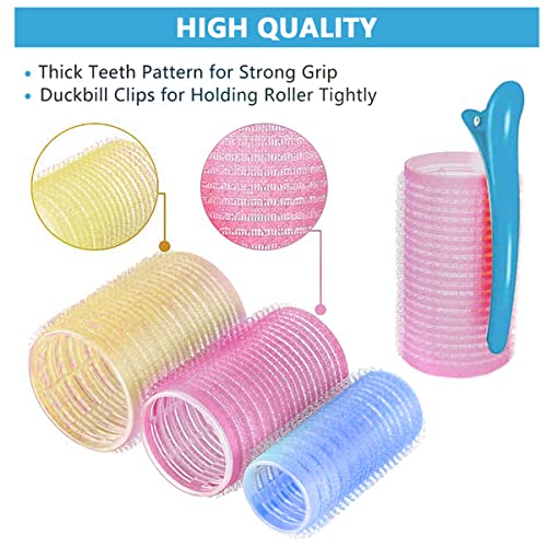 MAYCREATE® Heatless Hair Curler Roller Kit 3 Sizes Self Grip Magic Clips for Long Medium Short Hair with 6 Bang Clips 1 Stainless Steel Comb 3PCS