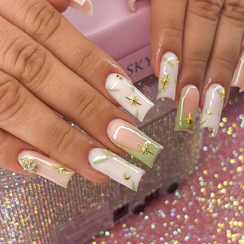 MAYCREATE® 850PCS Star Nail Charms Set for Acrylic Nails 3D Gold Silver Metallic Studs Rhinestones Y2K Women Manicure Salon