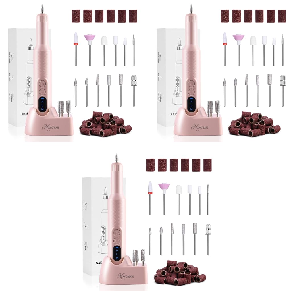 MAYCREATE Cordless Nail Drill Machine for Gel and Acrylic Nails with LCD Display 20000rpm | Rechargeable Bit Kit for Manicure and Pedicure