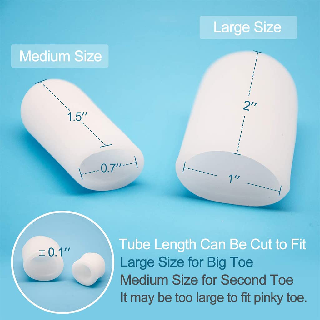 MAYCREATE Toe Separator for Big Toe Pain Relief with 3 Pairs 2 in Silicone Gel Caps | Prevent Blisters and Corns