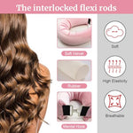MAYCREATE® 9PCS Heatless Hair Curler, Soft Heatless Curls Satin Velvet Overnight Flexi Blowout Rods with with Hook, No Heat Overnight Sleeping Curling for Hair Styling Tools, Pink