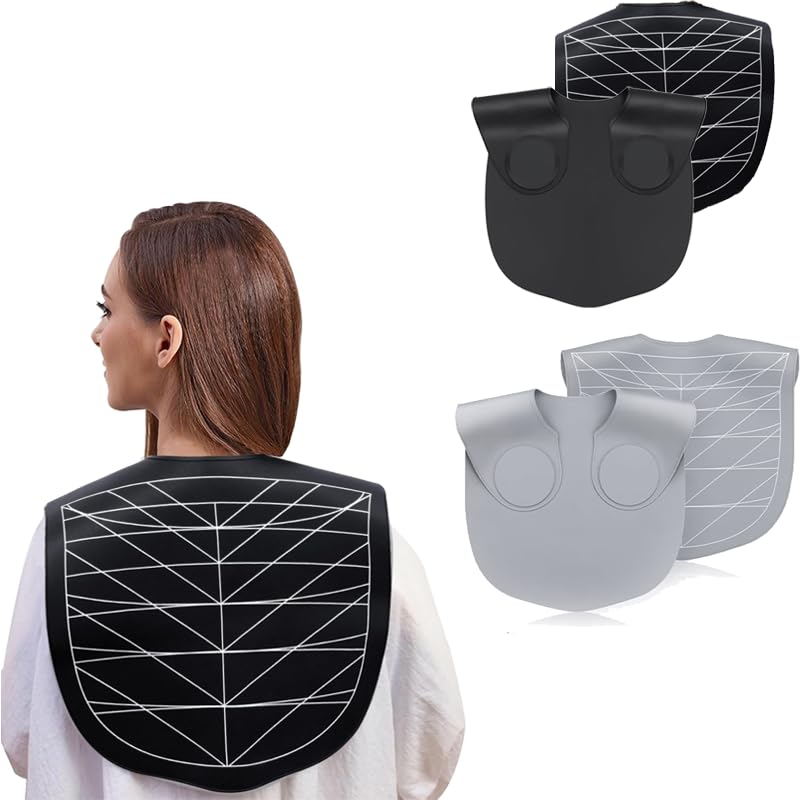 MAYCREATE® 2Pcs Silicone Waterproof Hair Dye Shawl & Cutting Collar, Flexible Fit with Guiding Lines, Hair Catcher Cutting Mat for Barbers & Stylists, Non-Irritating Salon Tools