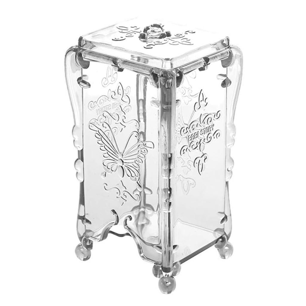 MAYCREATE Makeup Cotton Pads Dispenser for Vanity Organization with Clear Acrylic Design | Butterfly Embossed Holder