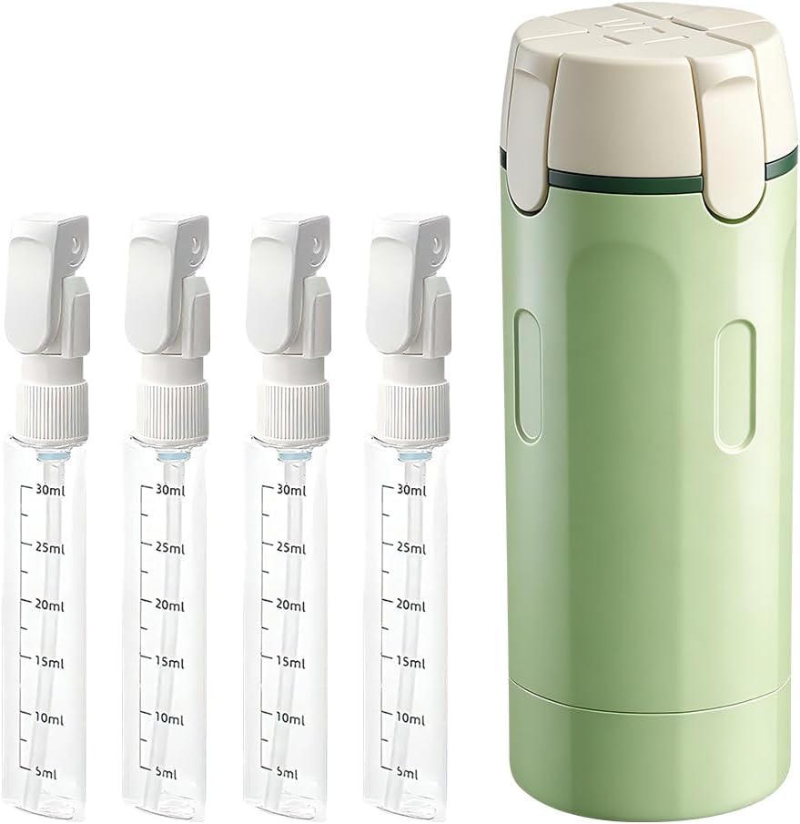 MAYCREATE® 4 in 1 Travel Dispenser,4 Pack 30ML Travel Bottles for Toiletries,Leak Proof Size Containers Portable Containers for Shampoo Lotion Conditioner Cream-Green