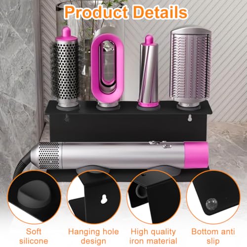 MAYCREATE® Curling Iron Holder Attachments for Dy*on Airwrap Organizer Stand on Desktop, Hair Wrap Storage Rack Accessories Wall Mounted-Black