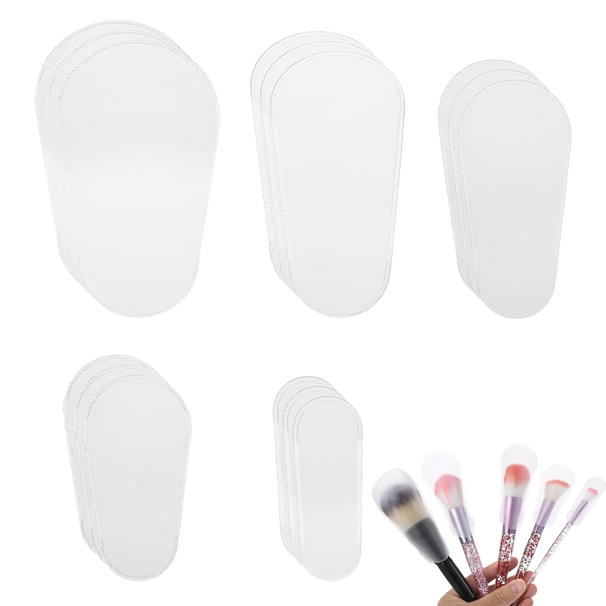 MAYCREATE® 15Pcs EVA Makeup Brush Protective Covers, 5 Sizes, Soft and Durable Brush Guards for Makeup Brushes, Travel and Storage Protection