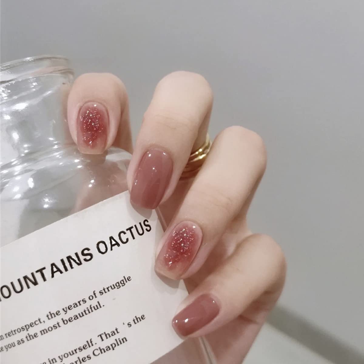 MAYCREATE French Fake Nails for DIY Nail Art with 24 pcs Full Cover ABS Design | Plum Pink Style