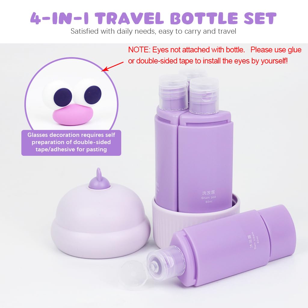 MAYCREATE Travel Bottles Set for Toiletries with Leak Proof Flip Up Lids and Modular 60ml Design | Silicone Containers for Shampoo and Lotion
