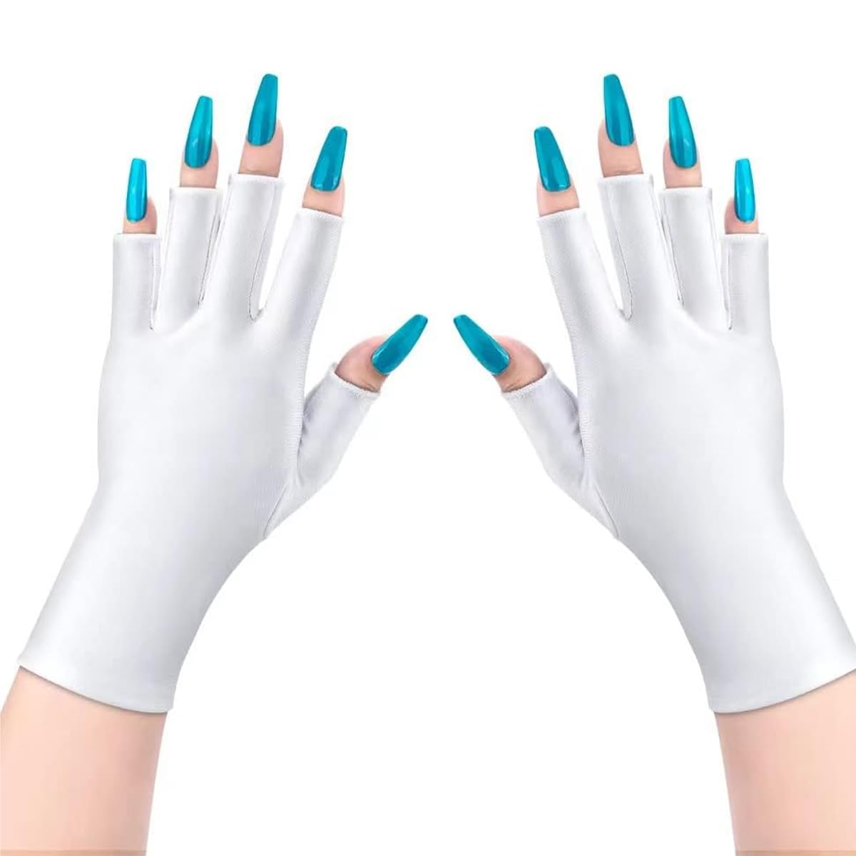 MAYCREATE® Anti UV Gloves for Gel Nail Lamp UPF 50+ UV Protection Gloves Stretchy Women Glove for Manicure, Avoid Prolonged Exposure to UV Radiation-White