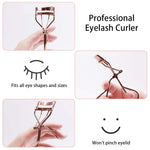 MAYCREATE Eyelash Curler Kit for Women with 6 Refill Pads and Ergonomic Metal Design | Includes Folding Lash Comb