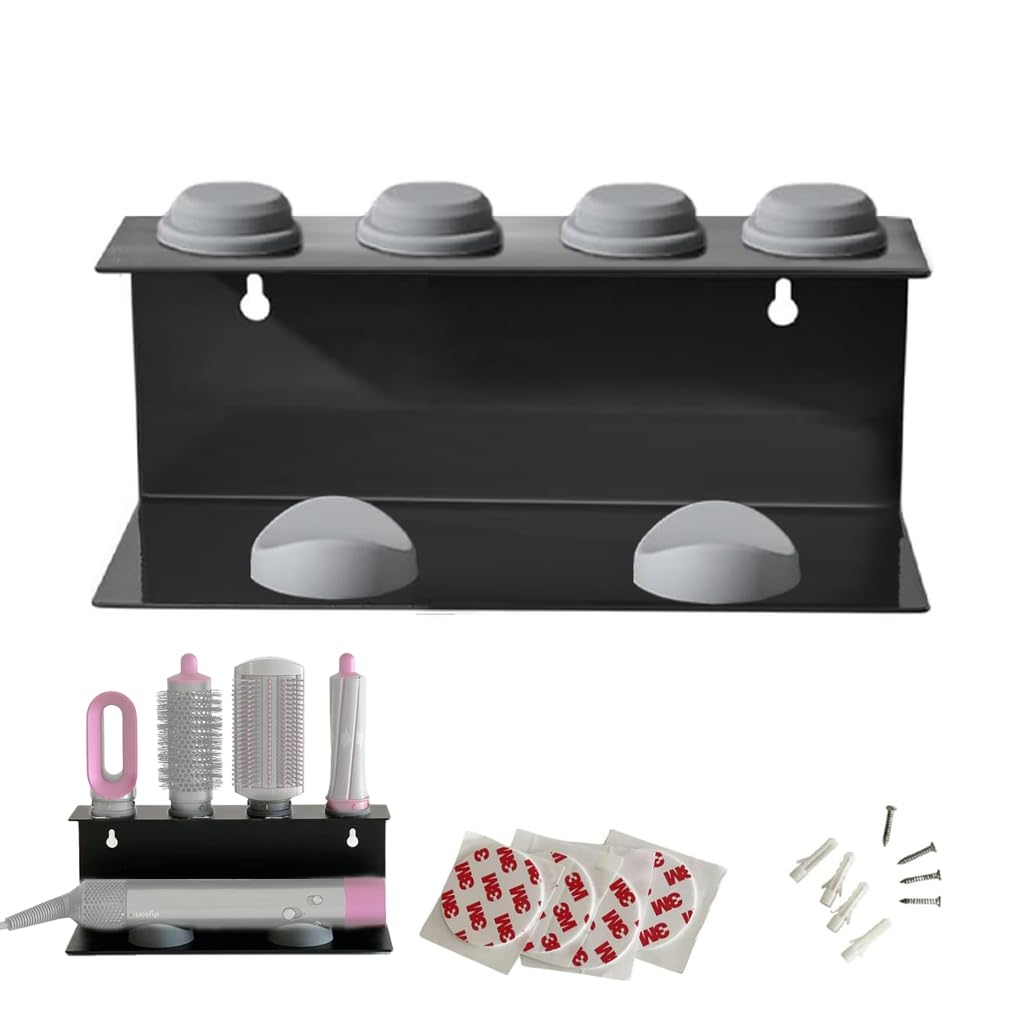 MAYCREATE® Curling Iron Holder Attachments for Dy*on Airwrap Organizer Stand on Desktop, Hair Wrap Storage Rack Accessories Wall Mounted-Black