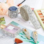 MAYCREATE® 4 Rolls Self Adhesive Bling Rhinestone Strips Diamond Ribbon Glitter Resin Belt Sparkling Stickers Wrap Crystal for Wall Decoration DIY Arts Crafts 3PCS