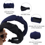 MAYCREATE® Black and Dark Blue 2 Pcs Knot Bow Buckle Up Hairband for Girls and for Women,Solid Color Fashion Headbands Non slip Hair Accessories