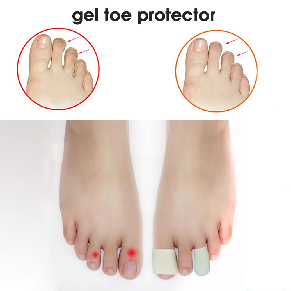 MAYCREATE Toe Separator for Women with Soft SEBS Gel Caps 10 pcs | Washable and Cuttable Protectors