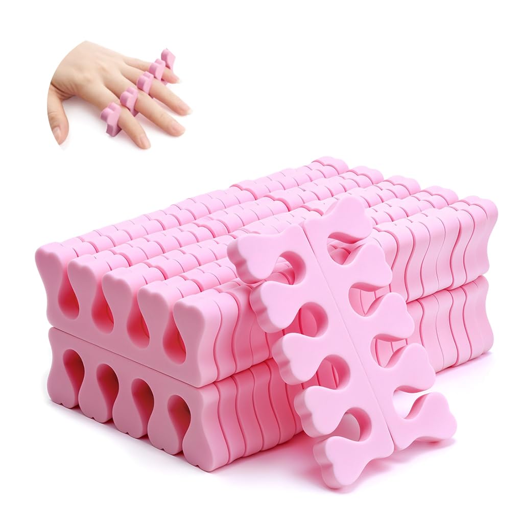 MAYCREATE Sponge Toe Separators for Pedicure and Manicure 50pcs with Ergonomic Foam Design | Pink
