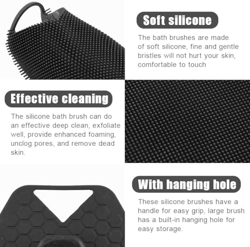 MAYCREATE® Silicone Body Scrubber Buffer Exfoliating Brush with Loofah Bath Brushes for Men Women Kids use in Shower Scalp Hair Shampoo Skin Cleaning 2PCS