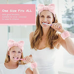 MAYCREATE® Face Wash Headband & Wristband Set, Soft Stretchy Bowknot Headband for Women Girls, Flannel Super Absorbent Sweat Wrist Towel Band for Washing Face, Makeup, Yoga, Fitness (Pink) 2 PCS