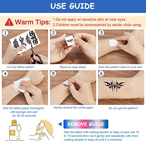 MAYCREATE® 42 Sheets Tattoo Sticker for Men Eagle Temporary Tattoos Skull Variety Assorted for Body Art Waterproof for Women 84 PCS