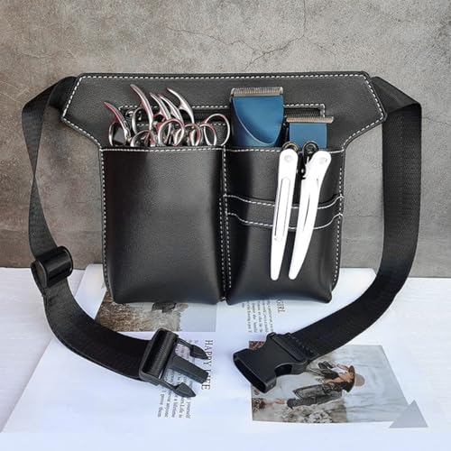 MAYCREATE® Hairdresser Scissor Bag PU Leather Barber Waist Pouch Professional Hairdressing Storage Holster with Adjustable Belt Hair Salon for Scissors Tools Clips 3PCS