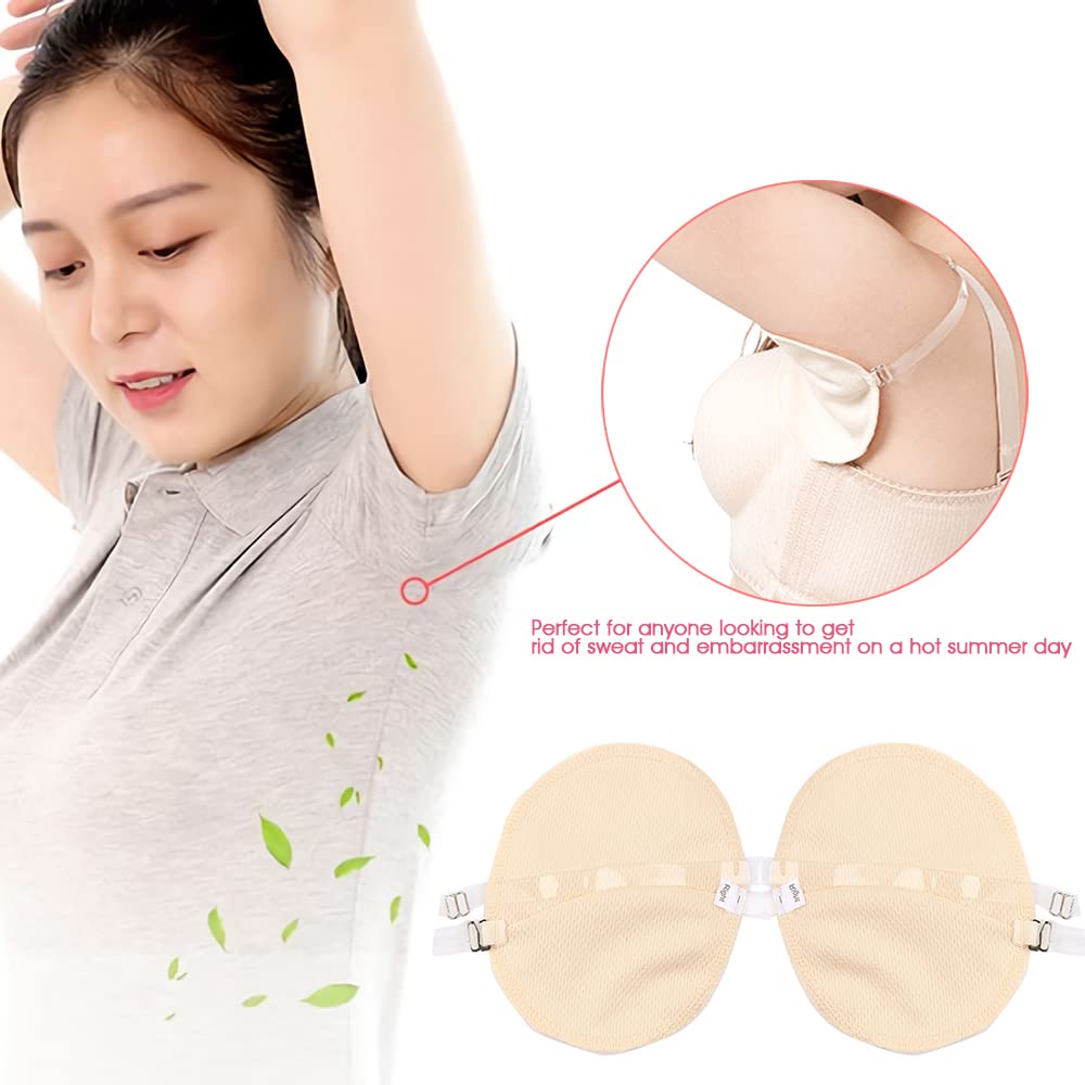 MAYCREATE Sweat Pads for Underarms with Invisible Shoulder Strap and Washable Polyester | 2 Pcs Reusable Pads for Women and Men