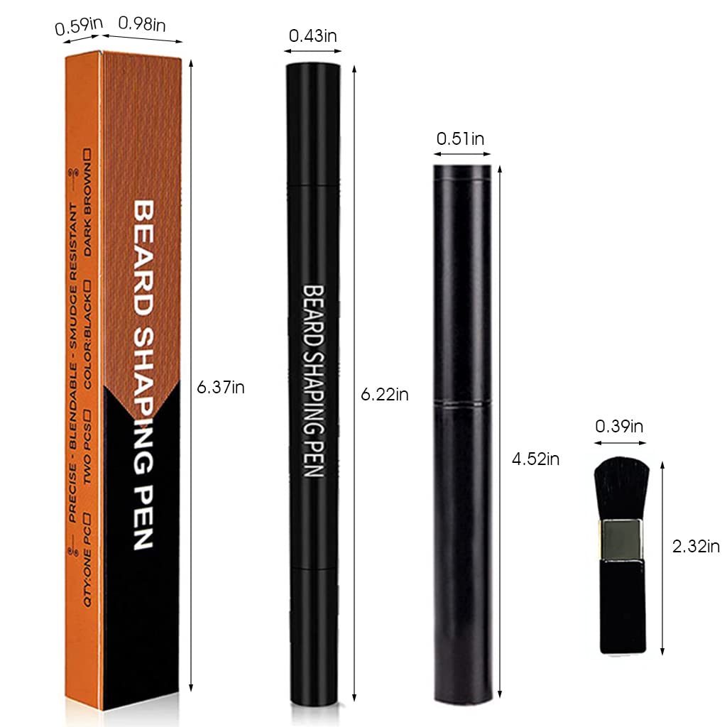 MAYCREATE® Beard Pencil Filler for Men Dual Tip 2 in 1 Beard Pencil with Beard Filler Powder for Beard Styling, Sweat Proof Beard Pencil Filler Mustache Kit for Men Beard, Mustache, Eyebrows (black)