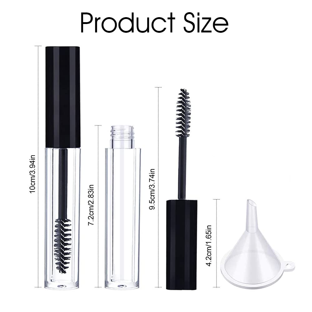 MAYCREATE Mascara Tube Wand Container for Castor Oil with Spiral Brush and Funnels | 10ml Travel Set