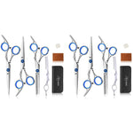 MAYCREATE Hair Cutting Scissors Kit for Home and Barber Use with Adjustable Screw | 2 PCS Stainless Steel Set with Case