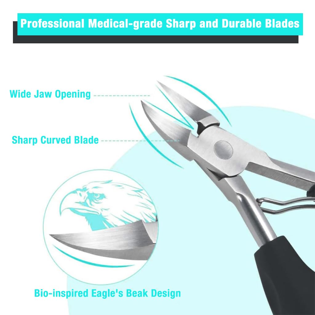 Maycreate Toe Nail Clipper for Ingrown or Thick Toenails with Long Handle and Soft Grip for Seniors