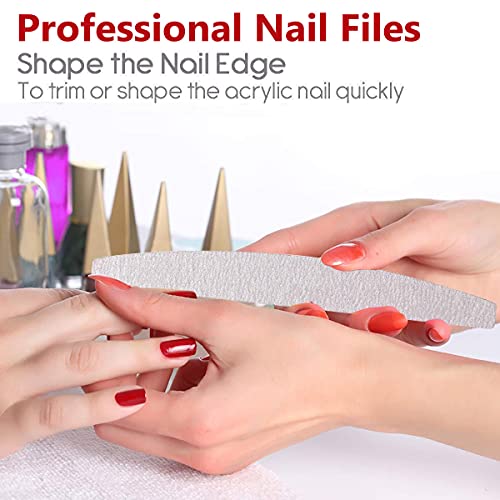 MAYCREATE® 20PCS Professional Nail Files Buffers Kit Arch Shape 100 180 Grit Dual-Sided Emery Board for Manicure Acrylic Nails Gel Polish Removal Durable Washable Shaper Grey