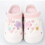 MAYCREATE Seashell Shoe Charm Set for Clogs with 17 Pieces featuring Glossing Resin Design