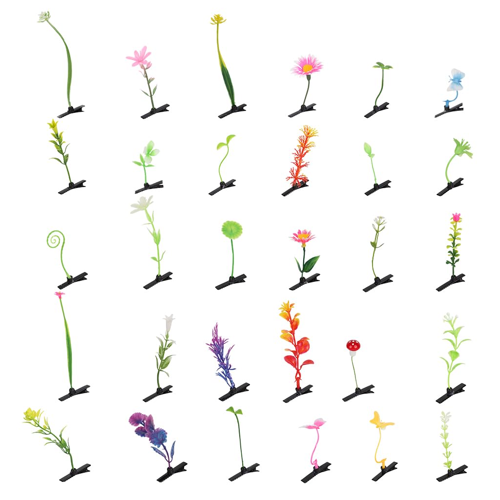 MAYCREATE Hair Clips for Women with 30 Floral Plant Designs and Metal Pins | Cute Gift Set