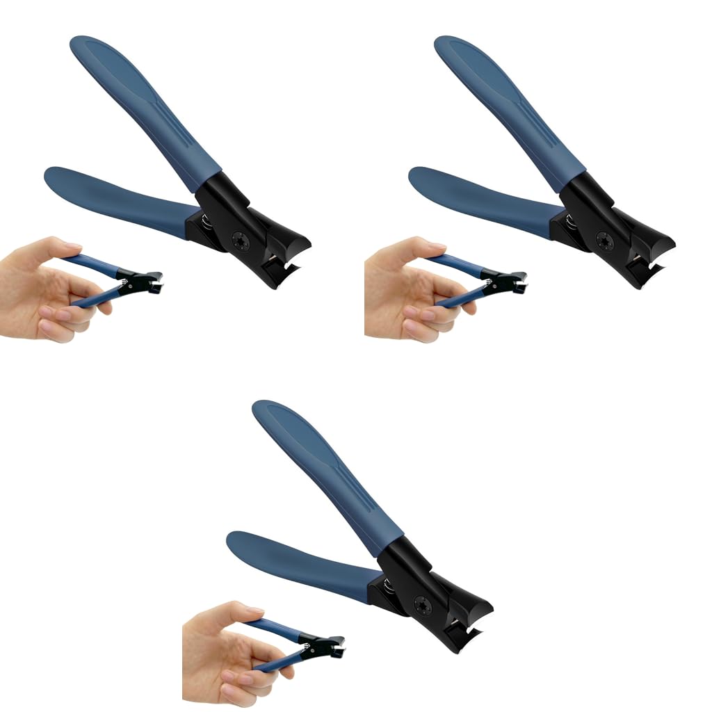 MAYCREATE Nail Clipper for Thick Toenails with Anti Splash Design and Long Handle 9×5.3 cm | Stainless Steel 3 PCS for Adults and Seniors