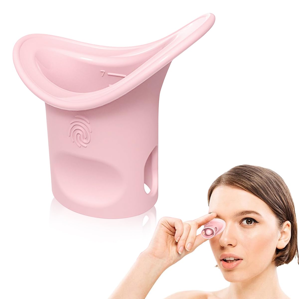 MAYCREATE® Eye Wash Cup Silicone Eye Cups for Eye Wash, Hanging Reusable Eye Cleaning Cup, 8ml Portable Eye Rinse Cup Squeeze Eye Care Cup with Scale - Pink