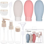 MAYCREATE Travel Bottles Set for Toiletries with 11pcs Refillable PET Containers | Leakproof and Easy to Refill