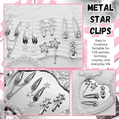 MAYCREATE® 20PCS Hair Clips for Girls Women Y2K Accessories Cute Metal Star Pins Fashion Style Barrettes Gifts Korean Stylish Punk