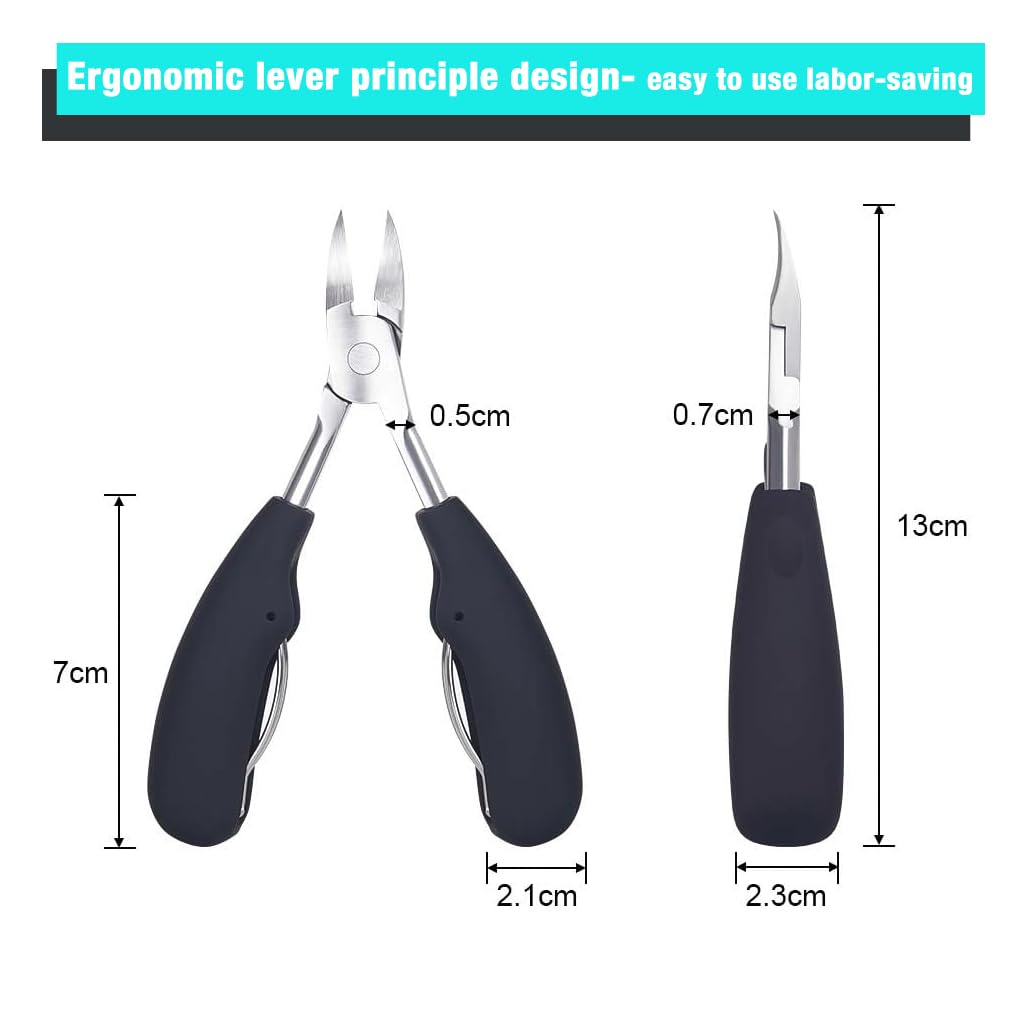Maycreate Toe Nail Clipper for Ingrown or Thick Toenails with Long Handle and Soft Grip for Seniors