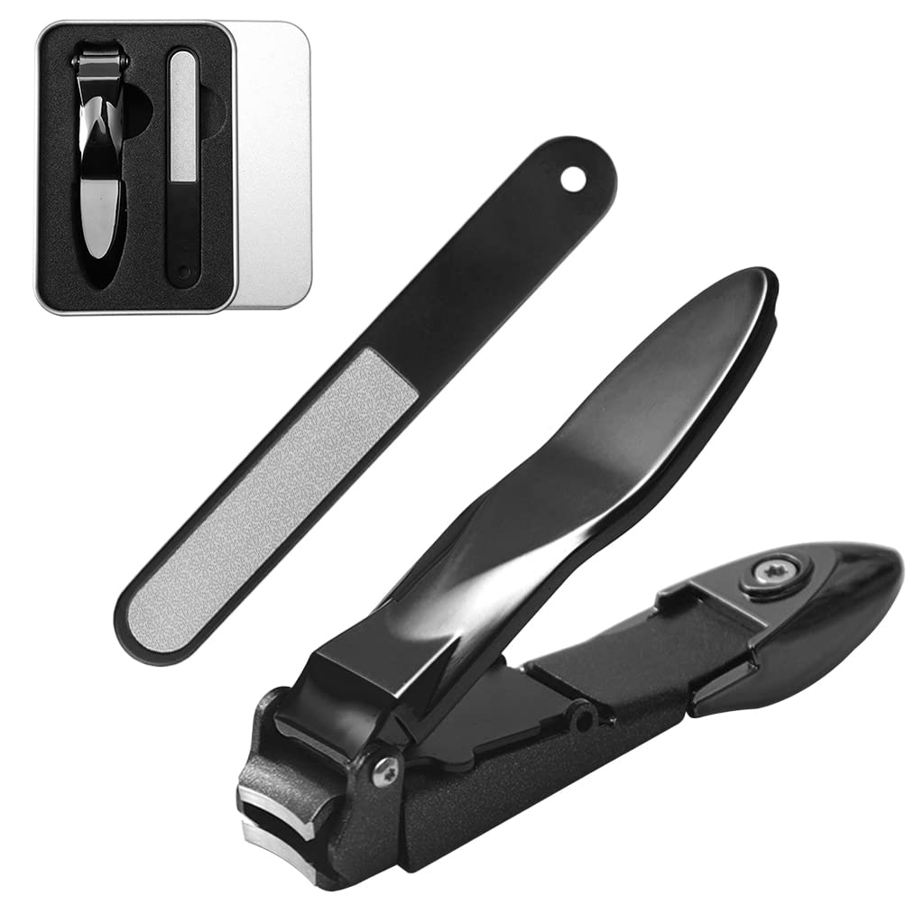 MAYCREATE Nail Clippers Set for Travel with 10×7×0.2cm Case featuring Anti Splash Slot and Nail File